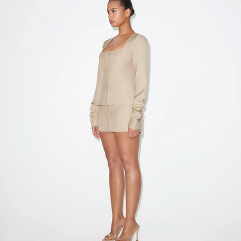 Sand Long Sleeve Corset Top Stretch | Khy