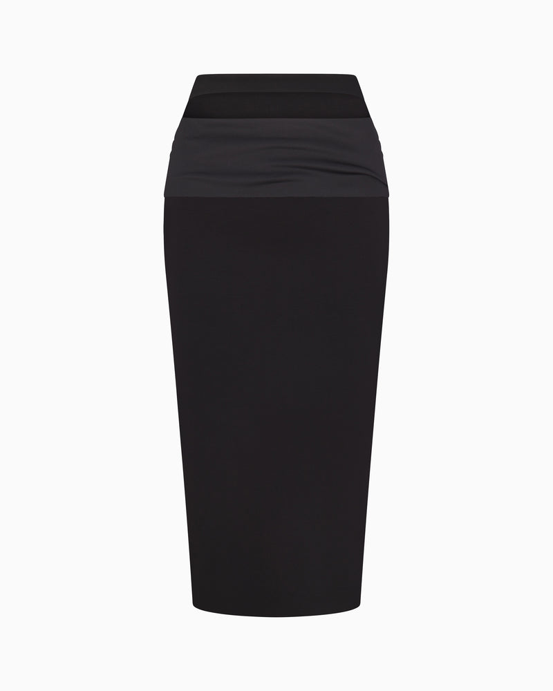 Sueded Stretch Cutout Skirt | Black