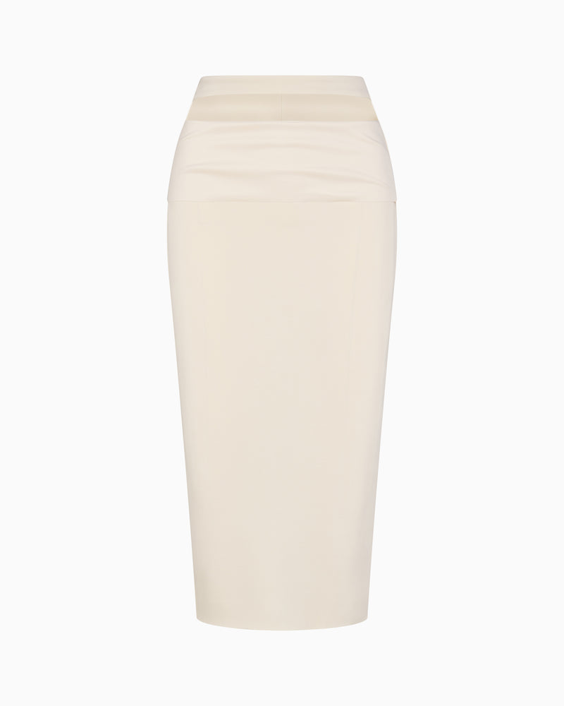 Sueded Stretch Cutout Skirt | Stone
