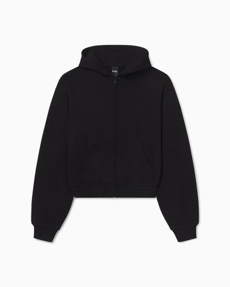 Fleece Zip Hoodie with Oversized Hood | Black