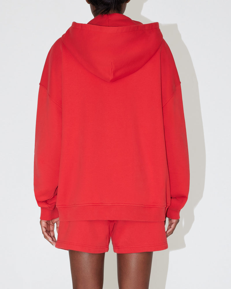 Fleece Oversized Zip Hoodie | Red