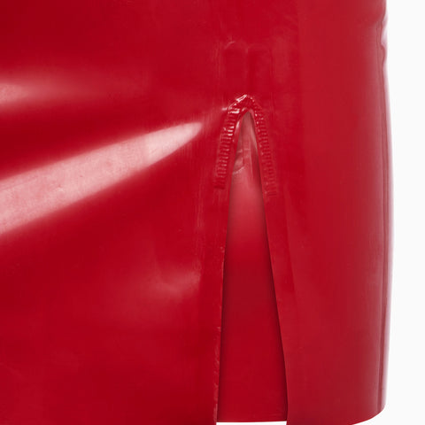 Red Latex Mini Dress Stretch Bodycon