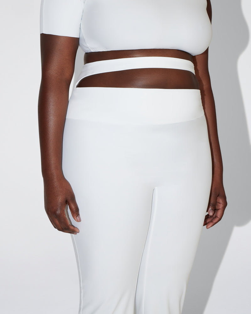 Sleek Stretch Cutout Foldover Pants | Bright White
