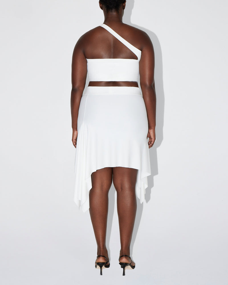 Sleek Stretch Asymmetrical Skirt | Bright White