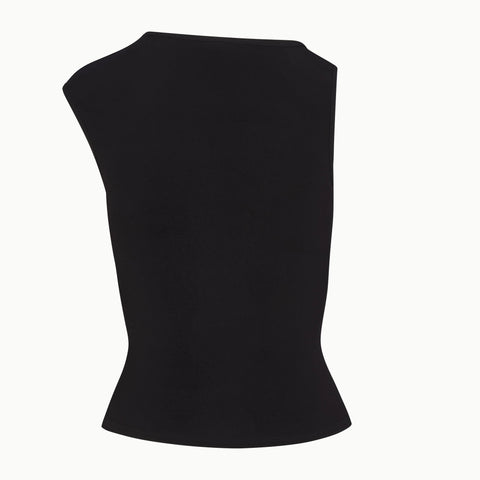 Black Asymmetrical Draped Jersey Tank Top | Khy