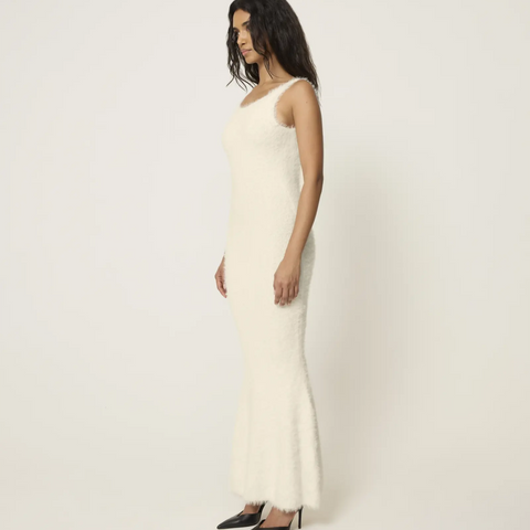 cream white dress Cream Knit Low Back Dress Stretch Bodycon