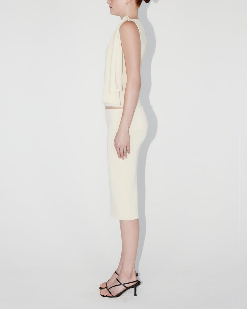 Sueded Stretch Cutout Skirt | Stone