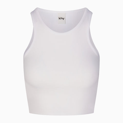 White Crop Top Tank Cropped Raw Hem | Khy