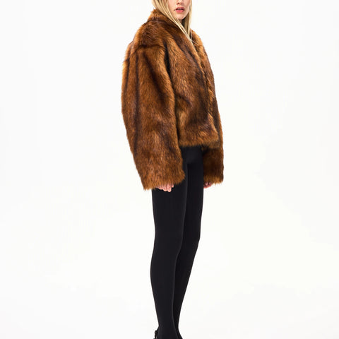 Brown Faux Fur Jacket Outerwear Full | Khy