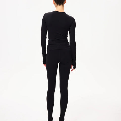 Black Long Sleeve Thumb Hole Tee Stretch | Khy