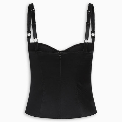Black Silk Bustier Top Fitted Luxury | Khy