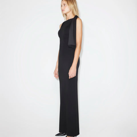 nice cocktail dresses Chiffon Plunging Cowl Neck Maxi Dress - Black