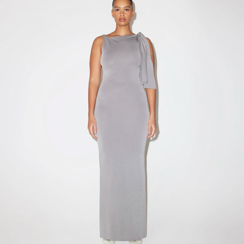 grey spandex dress Khy by Kylie Jenner - Sueded Stretch Knotted Maxi Bodycon dress