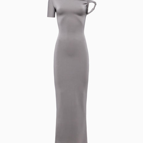 khy maxi dress Khy by Kylie Jenner - Sueded Stretch Knotted Maxi Dress