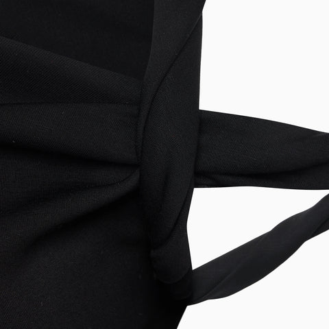 Black Sueded Stretch Twisted Top Crop | Khy