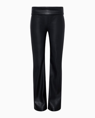 Faux Leather Low Rise Foldover Pant | Black