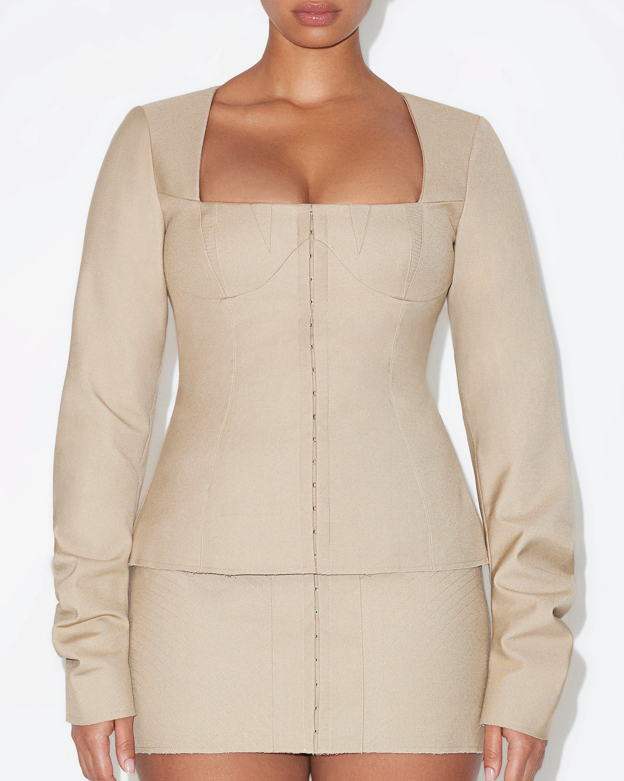 yilon Corset design layered tops beige トップス YILON Corset