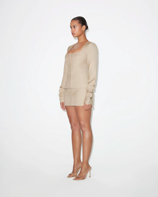 Sand Long Sleeve Corset Top Stretch | Khy