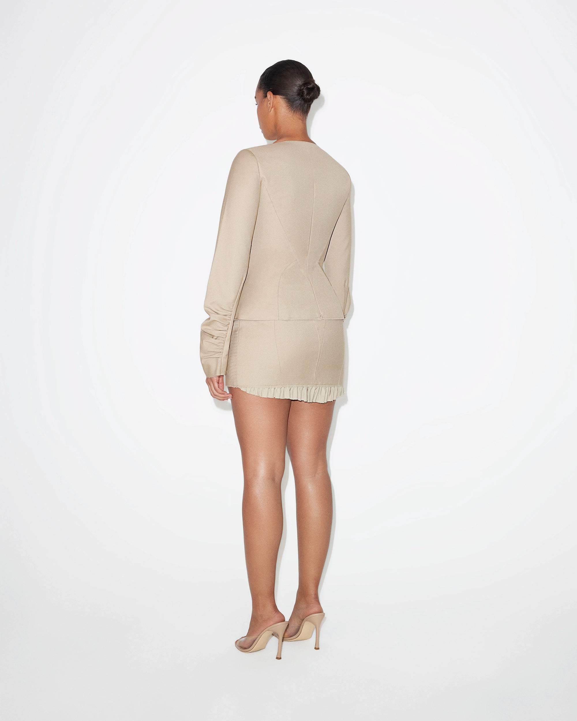 Long Sleeve Corset Top | Sand