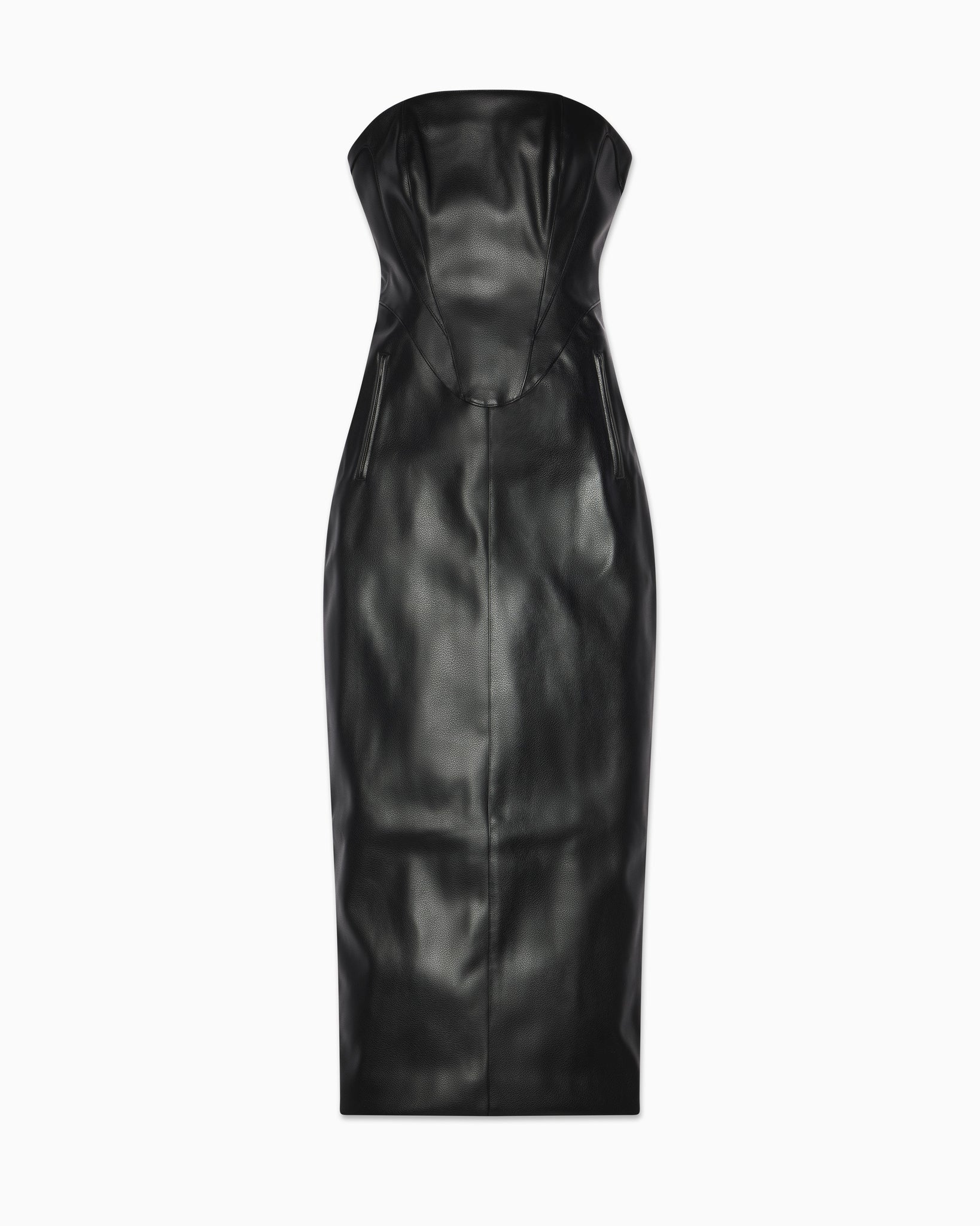 Black Strapless Long Dress Faux Leather | Khy Black Strapless Long Dress Faux Leather | Khy