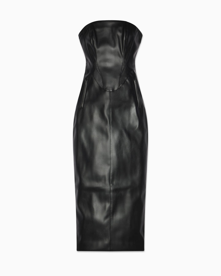 Faux Leather Dress Long Sleeve main image 0