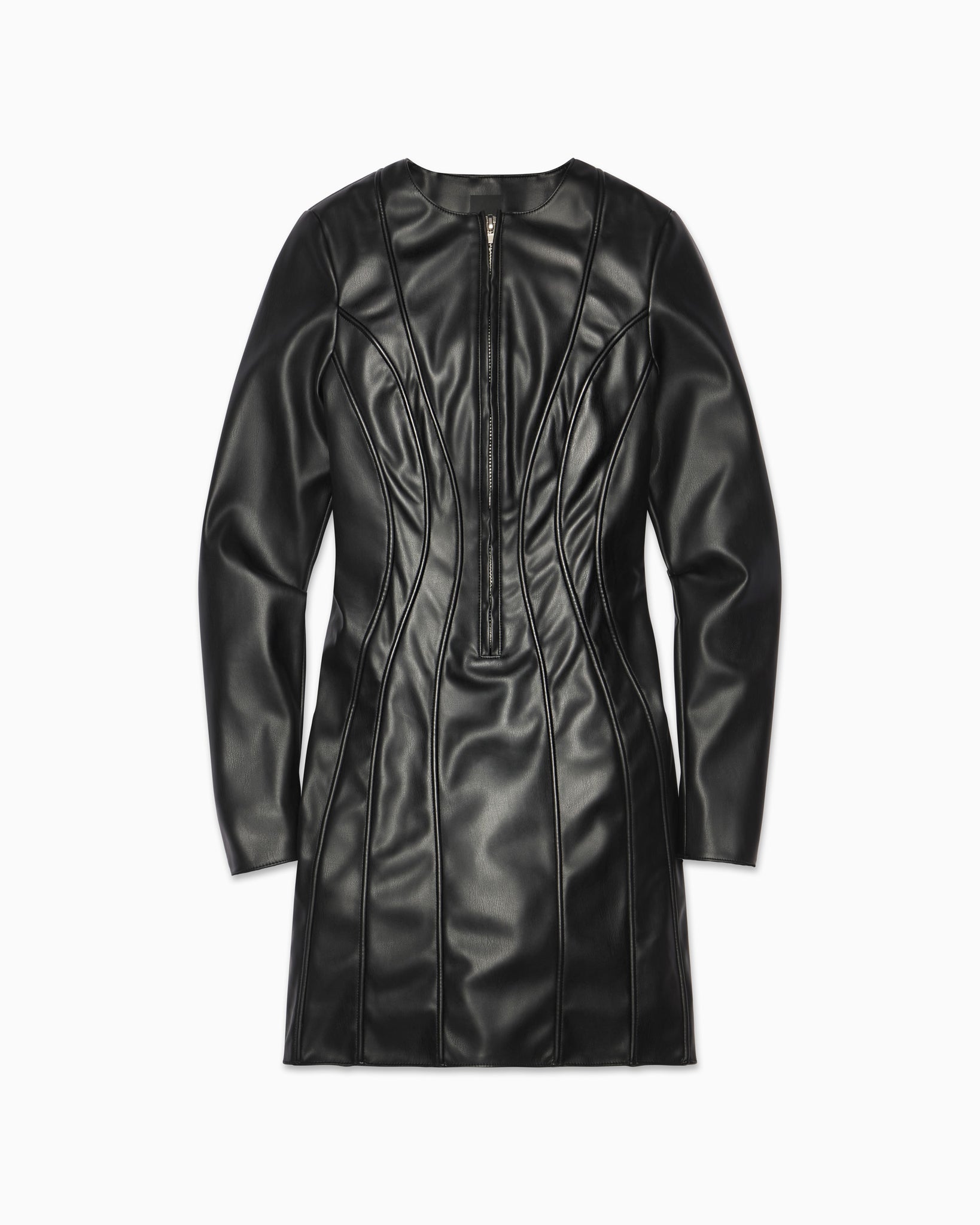 Black Faux Leather Long Sleeve Mini Dress Black Faux Leather Long Sleeve Mini Dress