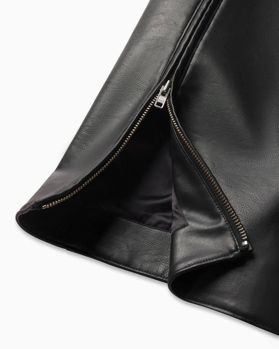Black Faux Leather Trench Coat