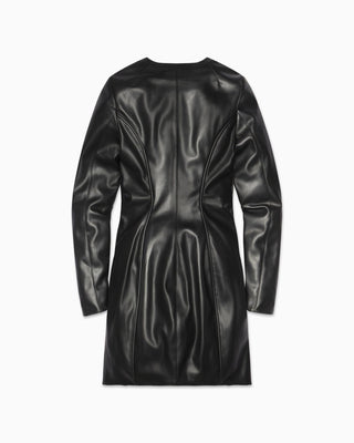 Faux Leather Long Sleeve Mini Dress | Black