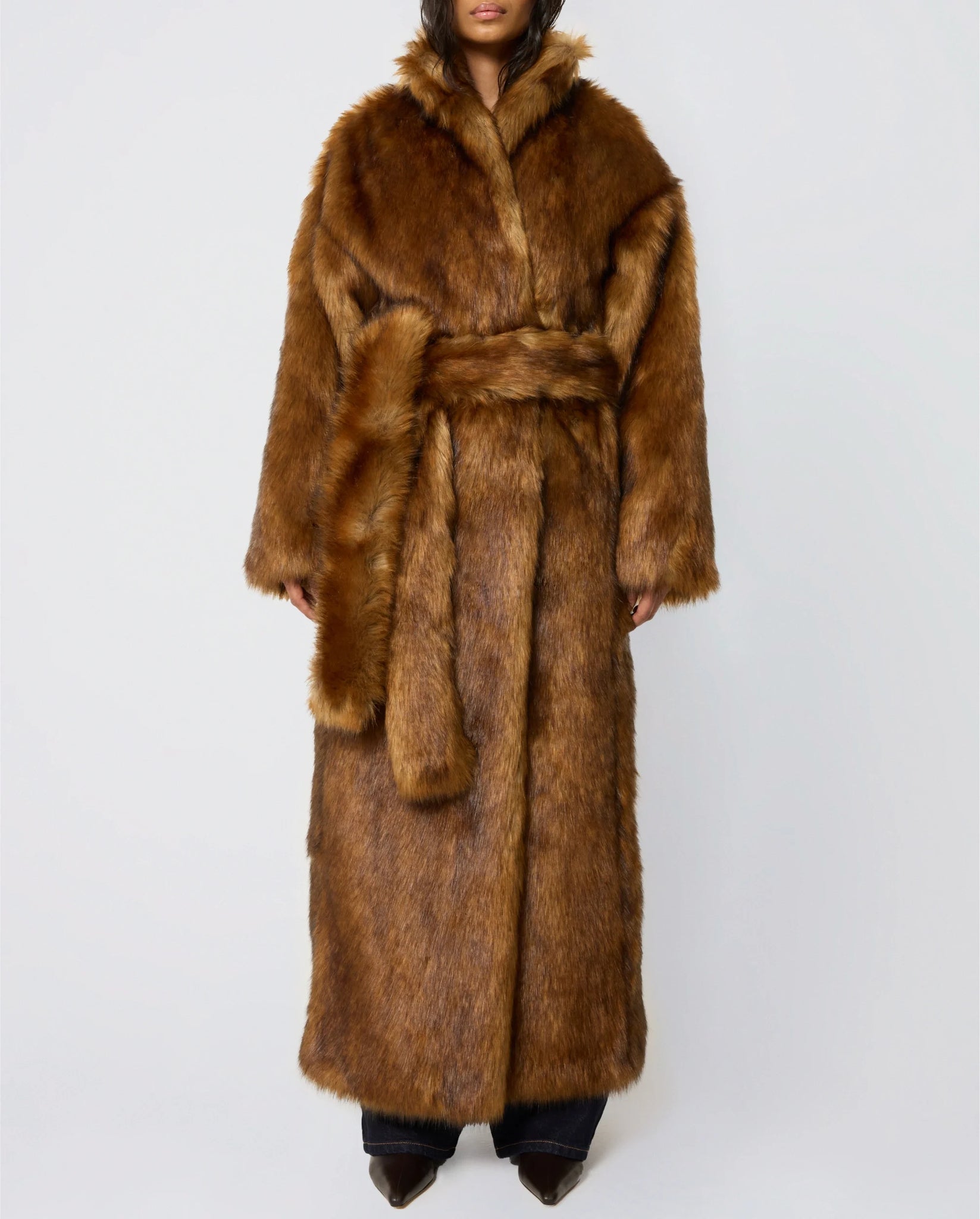 Brown Faux Fur Coat Outerwear Full | Khy