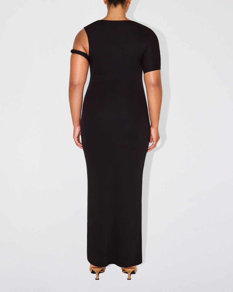Sueded Stretch Twist Maxi Dress | Black – Khy