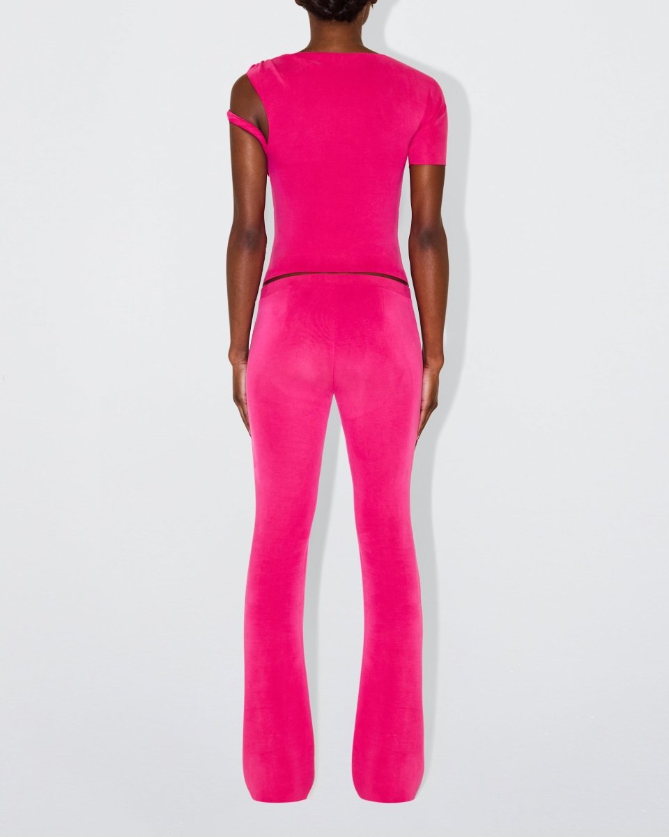 Sueded Stretch Low Rise Pant | Fuchsia