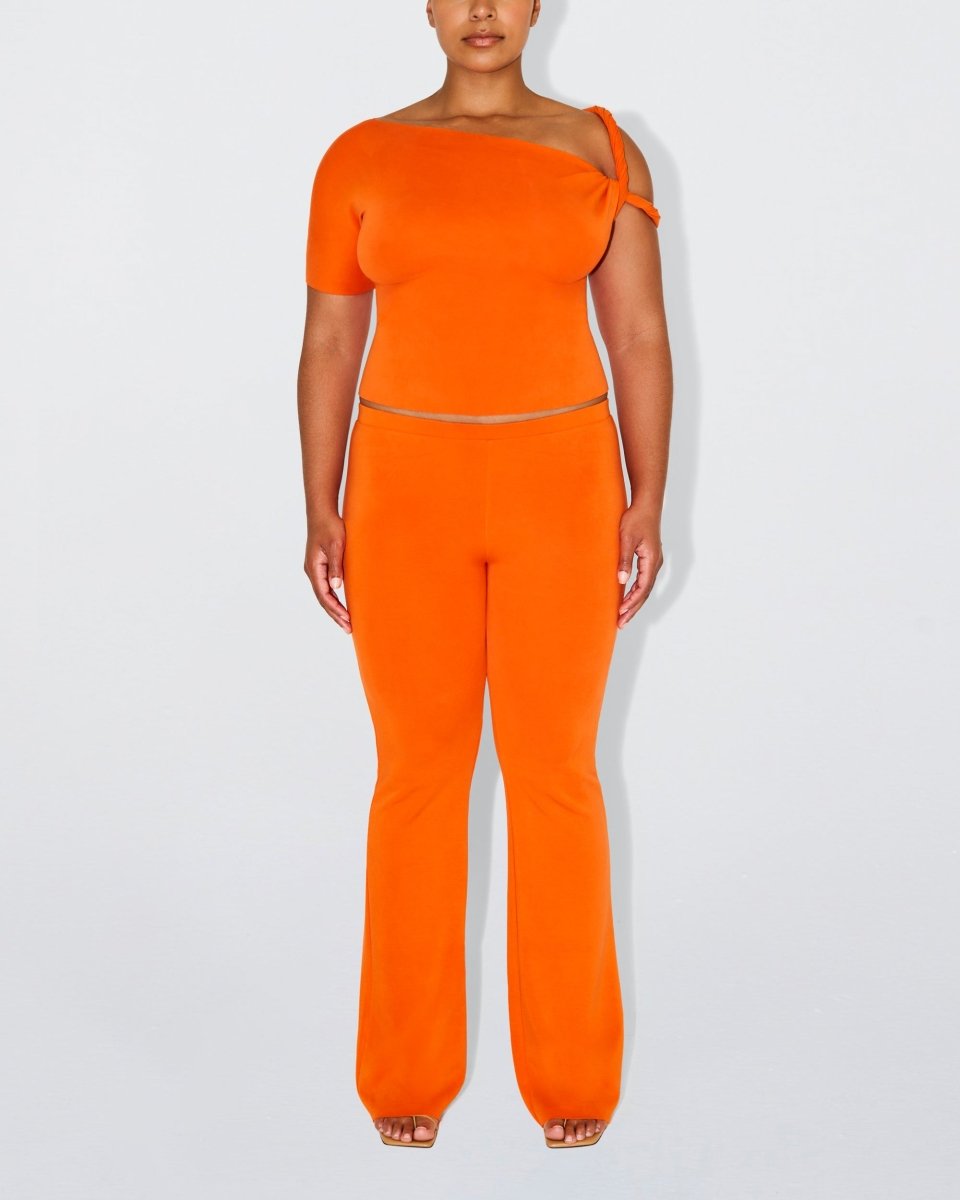 Sueded Stretch Low Rise Pant | Papaya