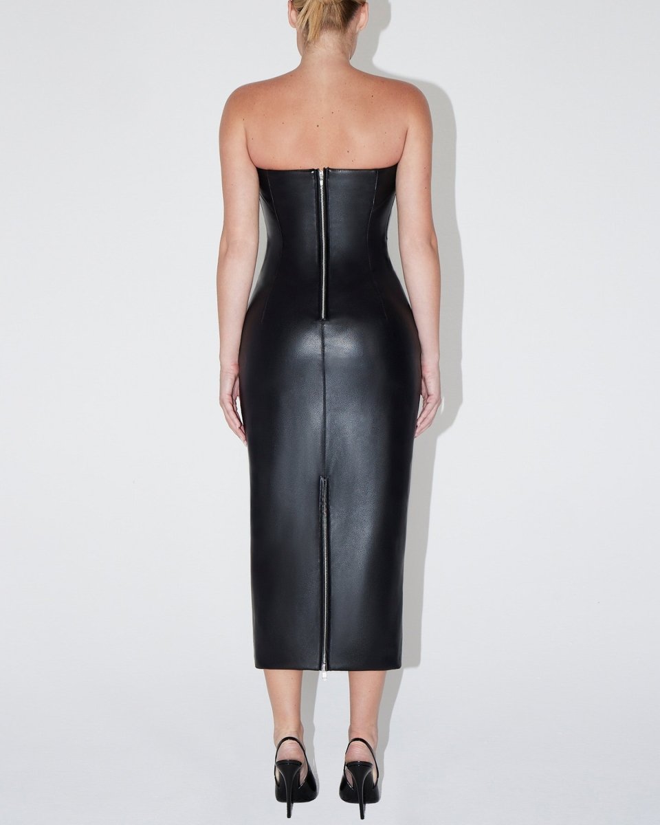 Maxi Dress Leather Dress Strapless Faux Leather Strapless Long Dress Black Khy Maxi Dress Leather Dress Strapless Faux Leather Strapless Long Dress Black Khy