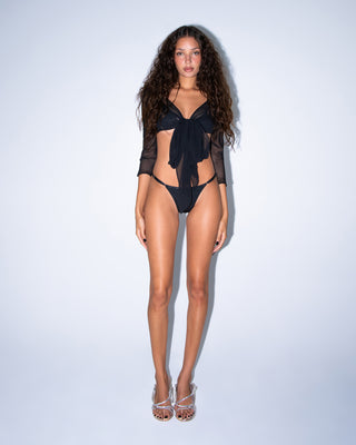 Luna Metallic Bikini Bottom | Black Chrome