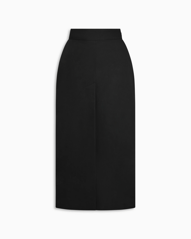 Button Front Maxi Skirt | Black