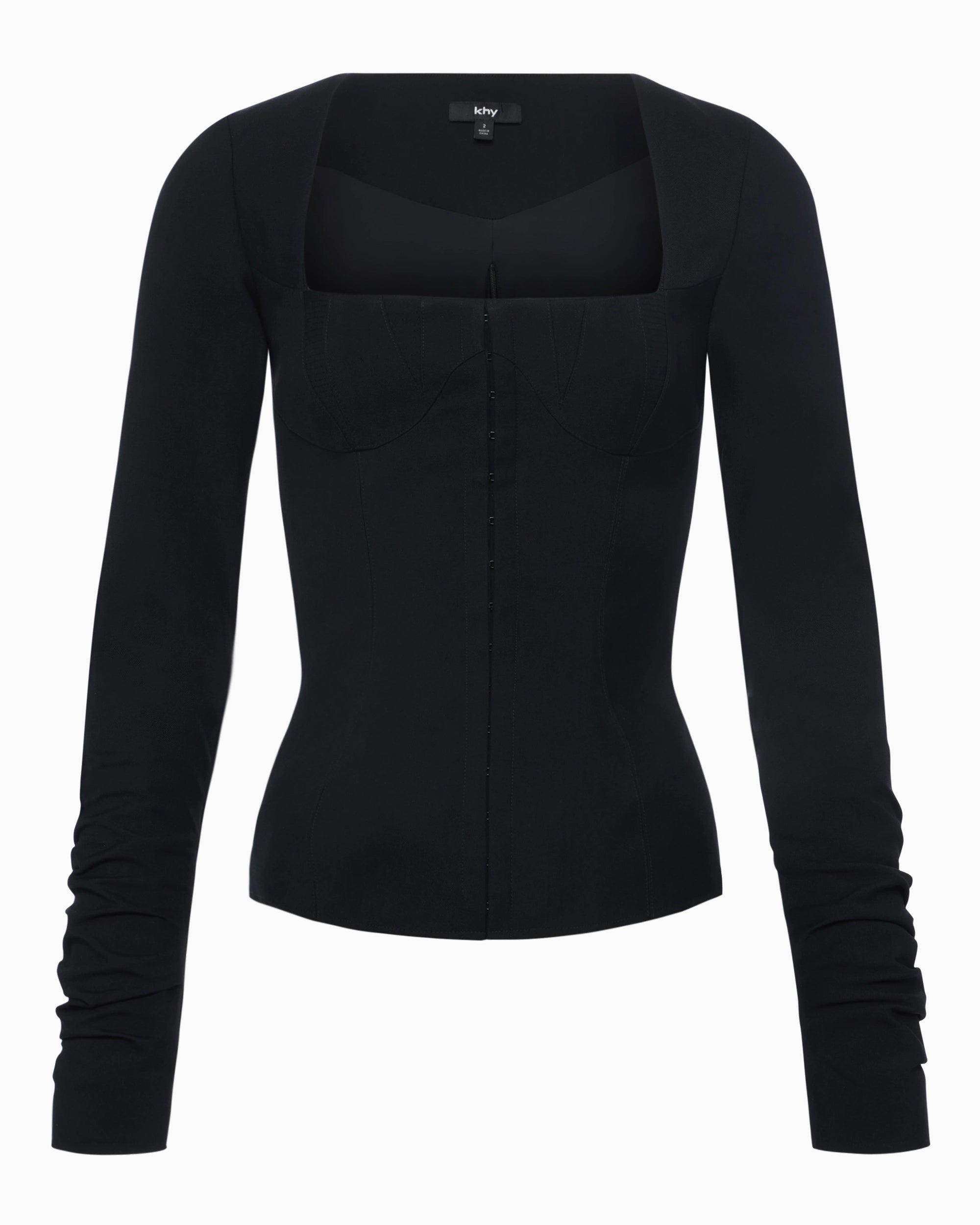 Long Sleeve Corset Top | Black