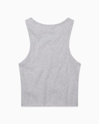 Cropped Raw Hem Rib Tank | Light Heather Grey