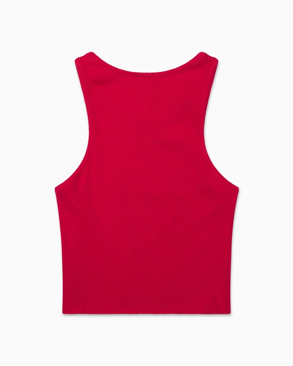 Cropped Raw Hem Rib Tank | Red