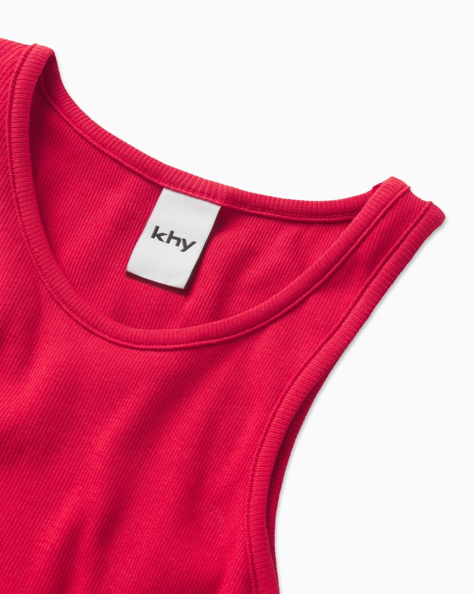 Cropped Raw Hem Rib Tank | Red – Khy
