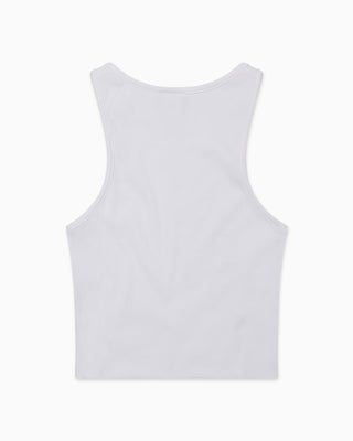 Cropped Raw Hem Rib Tank | White