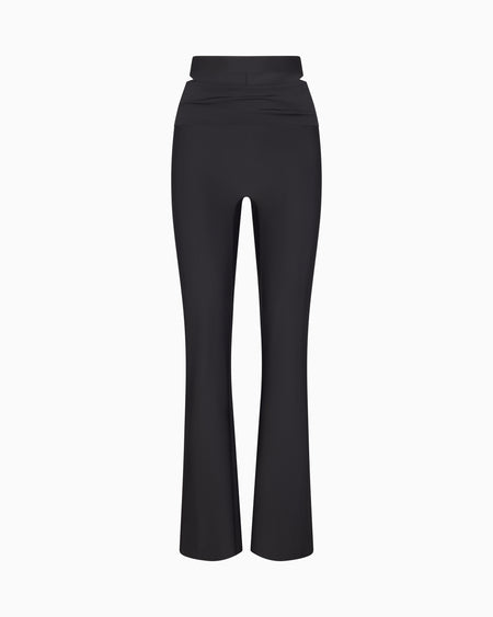 Sleek Stretch Cutout Foldover Pants | Black