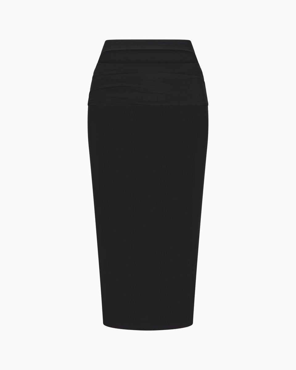 Mesh Stretch Cutout Skirt | Black