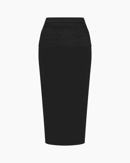 Mesh Stretch Cutout Skirt | Black