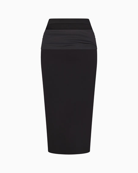 Sueded Stretch Cutout Skirt | Black