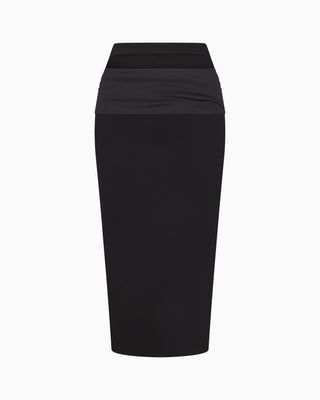 Sueded Stretch Cutout Skirt | Black