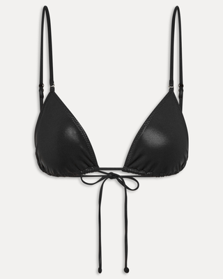 Elena Micro Metallic Bikini Top | Black Chrome