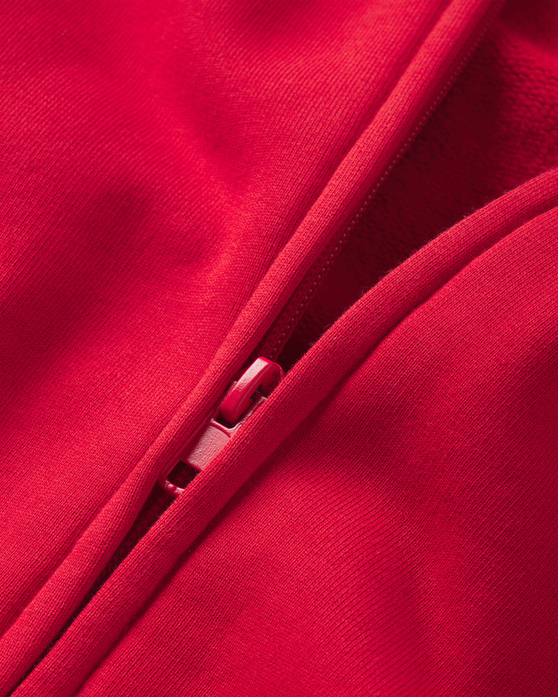 Fleece Oversized Zip Hoodie | Red