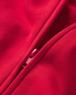 Fleece Oversized Zip Hoodie | Red