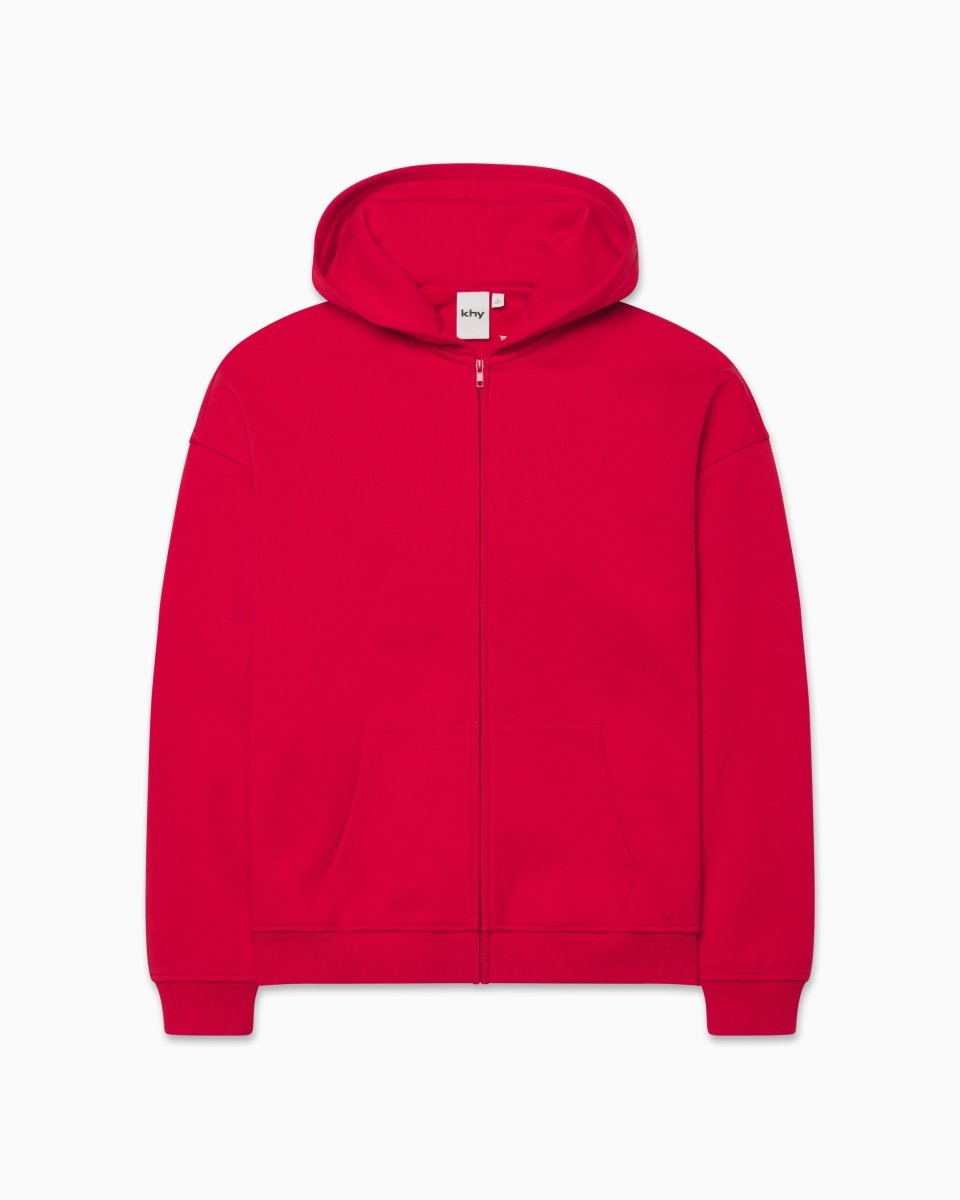 Red Jacket Hoodie Zipper Fleece Oversized Zip Hoodie Red