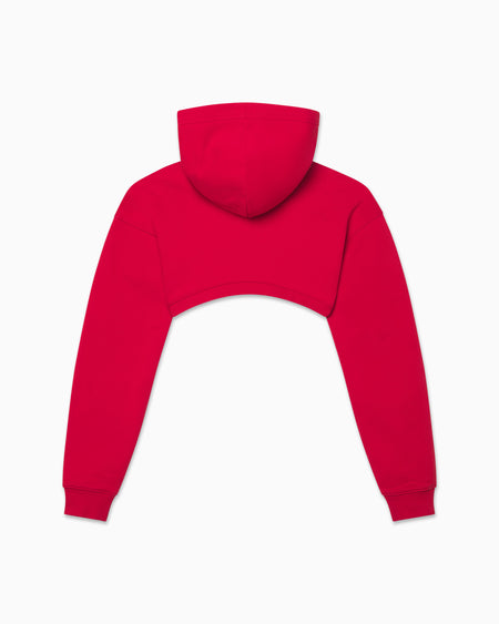 Fleece Super Cropped Hoodie | Red